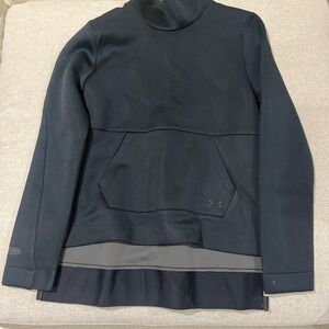 Size S Under Armour Womens Black Mock Neck Pockets Hi Low Hem Loose Fit Pullover